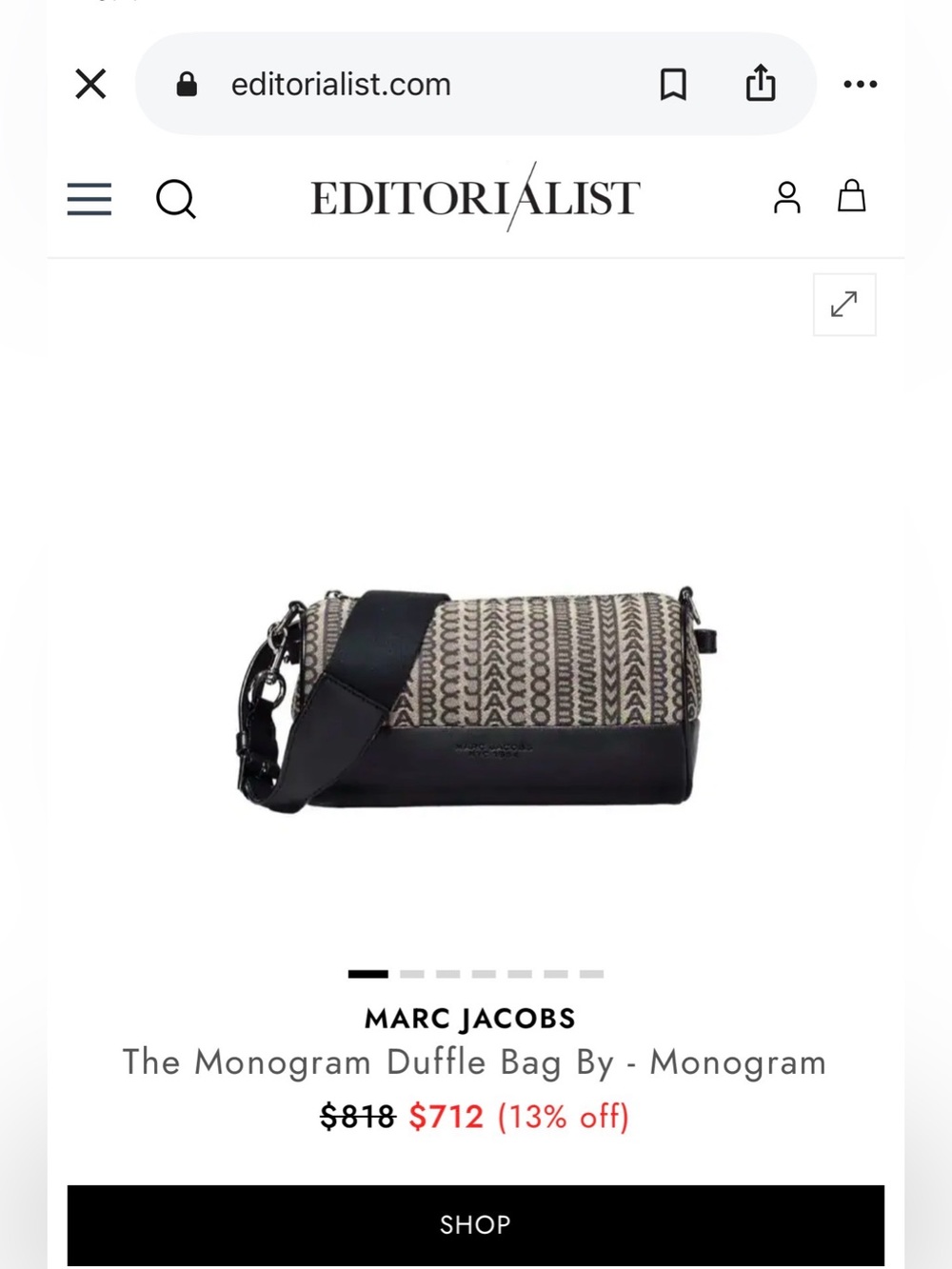 Marc Jacobs Monogram Jacquard Leather Barrel Shoulder Crossbody Bag NWT